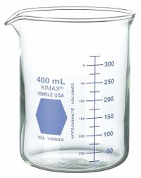 KIMBLE Colorware Beaker: 1,000 mL, 33.81 fl oz, A, Low Form, Type I, Blue, Borosilicate Glass (MPN 14000B-1000). Key specifications — attr1371034: Type I; attr1371051: KIMBLE; attr1371062: Blue.