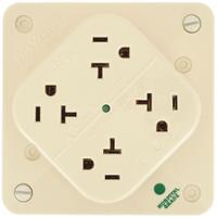 BRYANT Receptacle: Hospital Grade, Quad, 5-20R, Ivory, 125V AC, 20 A, 2 Pole / 3 Wire (MPN 21254HSIA)