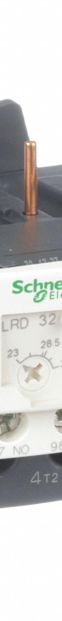 SCHNEIDER Overload Relay: Thermal Protection, 3 Poles, 1NO/1NC, Phase Loss Sensitivity, 23 A – 32 A (MPN LRD32). Key specifications — Brand: SCHNEIDER; Auxiliary Contact Form: 1NO/1NC; Compatible Contactor Series: TeSys Deca; Terminal Connection Type: Screw Clamp Terminals; Maximum Voltage Rating: 690V AC; Phase Loss Sensitivity: Yes; Thermal Units Required: None (Relay Includes Integrated Bimetallic Elements); Compatible Contactors: TeSys Deca (25 to 38 Amp Models).