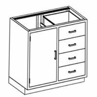 Base Cabinet: 35 1/4 in Overall Ht, 22 in Overall Dp, 35 in Overall Wd, Stainless Steel, 4 Drawers (MPN DG35HS). Key specifications — Product Type: Base Cabinet; Brand: BLICKMAN; Material: Stainless Steel; Standing Style: Wall Mounted; Cabinet Type: Base Cabinets.