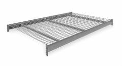 TENNSCO Shelf: 72 in x 48 in, 14 ga Beams, 5 AWG Decking, Galvanized Wire, 2,750 lb Load Capacity (MPN 6940). Key specifications — Decking Material: Galvanized Wire; Frame Finish: Powder Coated; Frame Material: Steel; Color: Gray; Includes: (2) Beams, (2) Crossbars; Brand: TENNSCO.