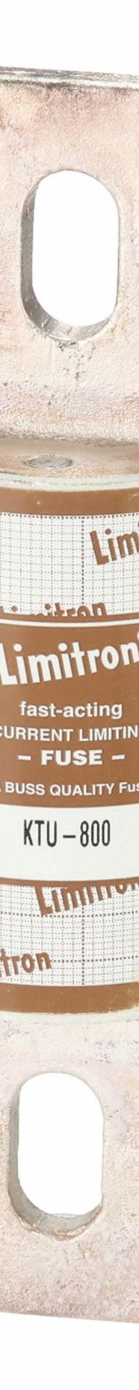 BUSSMANN Fuse: Class L, KTU Series, Bolt-On Body, Fast-Acting, 800 A, 600 V AC, 340 V DC (MPN KTU-800). Key specifications — attr211201: BUSSMANN; attr1287282: KTU.