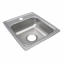 JUST MANUFACTURING Bowl Drop-In Sink: 17 1/2 in Overall Lg, 15 in Overall Wd, 6 1/2 in Bowl Dp (MPN SLFADA1815A651-J). Key specifications — Brand: JUST MANUFACTURING; Color Family: Silver/Gray.