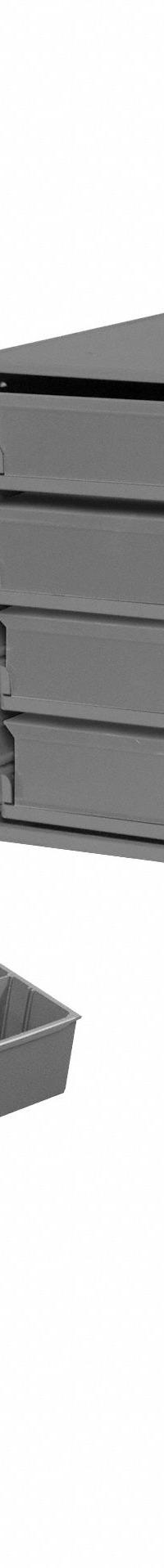 Sliding Drawer Cabinet: 20 in x 15 3/4 in x 15 in, 4 Drawers, 9 Dividers, Gray, Glide, Assembled (MPN 303-95-D944). Key specifications — Cabinet Color: Gray; Stackable: Yes; Number of Compartments per Drawer: 4 to 13; Brand: DURHAM MFG.