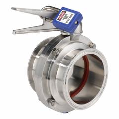 VNE Butterfly Valve: 3 in Pipe Size, Clamp, 145 psi Max. Pressure (CWP), 316 Stainless Steel, EPDM (MPN 625-10855). Key specifications — Average Surface Roughness (Ra): 20RA ID/32RA OD; Brand: VNE; Stop Positions: 12; Handle Type: Lever; Body Material: 316 SS; Disc Material: 316 SS.
