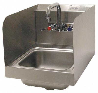 SPACE-SAVER Hand Sink: 1 Stations, 5 in Bowl Dp, 9 in Bowl Lg, 9 in Bowl Wd, Faucet Included - One-Station Wall-Mounted Hand Sinks with Faucets