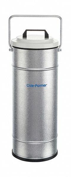 COLE-PARMER Cryogenic Dewar: 14 L Capacity, 9 1/8 in Overall Dia, 24 in Overall Ht, 24 in Overall Lg (MPN 0377456). Key specifications — Brand: COLE-PARMER; Material: Glass; Includes: Insulating Lid.