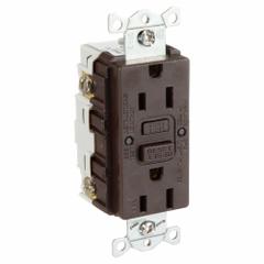 HUBBELL GFCI Receptacle: Duplex, 5-15, Brown, GFCI, 125V AC, 15 A, 2 Pole / 3 Wire (MPN GFRWR15)
