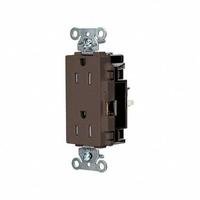 HUBBELL Receptacle: Decorator Duplex, 5-15, Brown, 125V AC, 15 A, 2 Pole / 3 Wire (MPN DR15STTR)