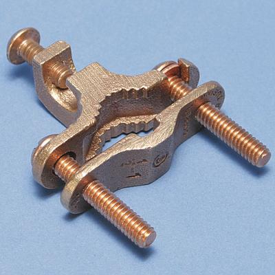 NVENT ERICO Grounding Connector: Bronze, 8 AWG SOL to 2 AWG STR Grounding Wire Size - Pipe Ground Clamps