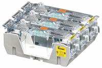 BUSSMANN Fuse Block: Open Block Design, 3 Pole, 250 V AC, Box Lug, Non-Indicating (MPN RM25400-3CR). Key specifications — Brand: BUSSMANN.