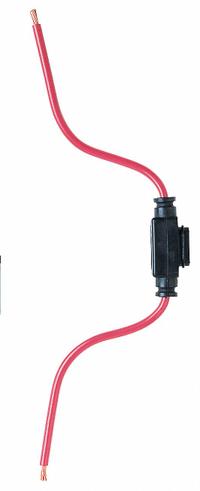 BUSSMANN In-Line Fuse Holder: Non-Rejection Block Style, 1 Pole, 32 V DC Rating, Wire Leads (MPN HHM). Key specifications — Compatible Fuse Series: ATM; Brand: BUSSMANN.