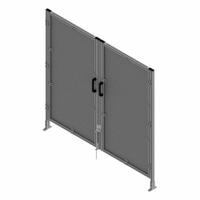 T-Slot Framing System Door: Stand-Alone, Gray, Double Swing, 72 in H x 75 in W x 5 1/2 in D, Mesh (MPN 47798). Key specifications — Finish: Anodized; Brand: FAZTEK; Panel Color: Black; Panel Type: Mesh; Color: Gray; Material: Wire; Mesh Shape: Square; Assembly: Assembled.