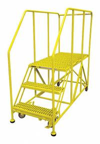 COTTERMAN Work Platform: 2.5 ft Platform Ht - Max, 24 in x 36 in, Steel, 800 lb Load Capacity (MPN 3WP2436RA3B4B8AC2P6). Key specifications — Folding: Not Foldable; Mobility: Rolling; Components Included: Rubber Foot Pads; Use Location: Indoor; Brand: COTTERMAN; Color: Yellow; Height Adjustability: Fixed Height; Includes Handrails: Handrails Included.