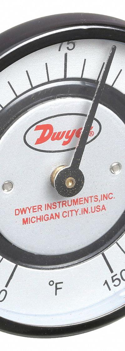 DWYER Clip Pipe Mount Dial Thermometer: 70°F to 500°F - Clip-On Pipe Surface Temperature Dial Thermometers