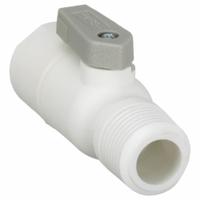 PARKER Manual Two-Way Ball Valve: 1/2 in, Polypropylene, Straight, Push x MNPT, One-Piece, Lever (MPN LFPP8VMC8). Key specifications — Brand: PARKER; Handle: Lever.