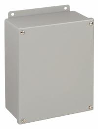 WIEGMANN Enclosure: Steel, 10 in x 8 in x 4 in, NEMA 12/13, Solid Cover, Screw On (MPN B100804SC). Key specifications — Brand: WIEGMANN; Closure Method: Screws; Knockouts: Not Included.