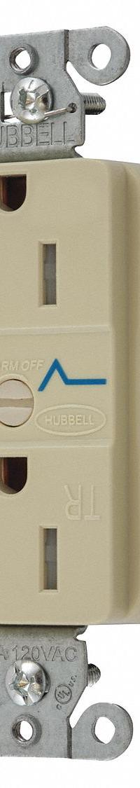 HUBBELL Receptacle: Duplex, 5-15, Ivory, 125V AC, 15 A, 2 Pole / 3 Wire (MPN SNAP5262IS)