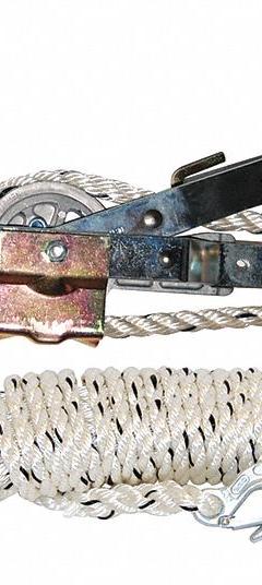 MAASDAM Rope Ratchet Puller: Hook Mounted - No Trolley, 1,500 lb Lifting Capacity (MPN A-100). Key specifications — Brand: MAASDAM; Included Components: Safety Latch Hook; Lifting Hook Type: Hook with Safety Latch.