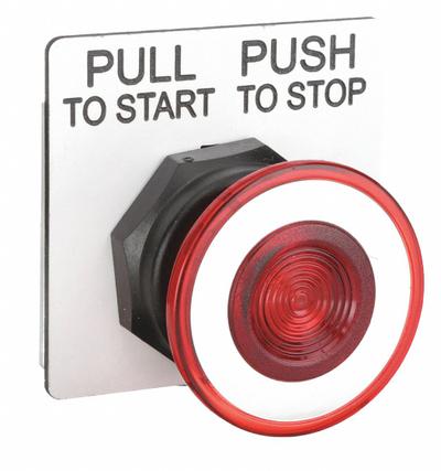 SCHNEIDER Mushroom Head Push Button: Red, 30 mm Mounting Size, Non-Metallic - Mushroom-Head Push-Button Operators