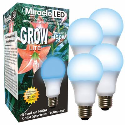 MIRACLE LED Grow Bulb: LED, A21, 120V, Blue/Full/Broad - Plant Growth Bulbs