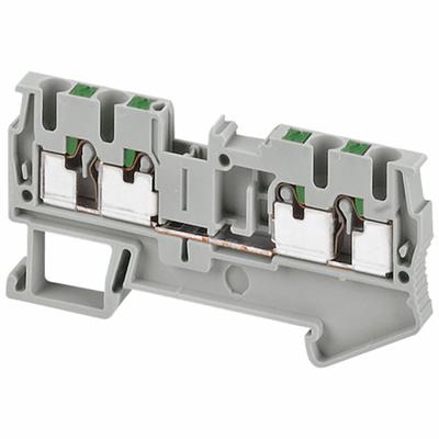 SCHNEIDER Terminal Block: DIN Rail Mounting Type, Push-In Wire Termination, 4 Wire Terminals - Pass-Through Blocks
