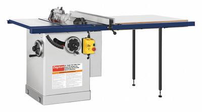 Dayton Table Saw: 240 V AC Volt, 16 A Current, 10 in Blade Dia. - Standard Cabinet Table Saws