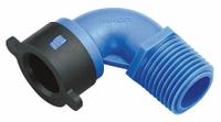 HYDRORAIN Elbow: 1/2" x 1/2" NPT, ABS Plastic, 80 psi Max Working Pressure, 1 in Wd, 2 in Ht (MPN 37970). Key specifications — Connection: 1/2" x 1/2" NPT; Material: ABS Plastic; Product Type: Elbow.