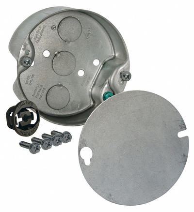 RACO Electrical Box: Steel, Steel Material & Nominal Size, Round, 2 Gangs - Ceiling Electrical Boxes