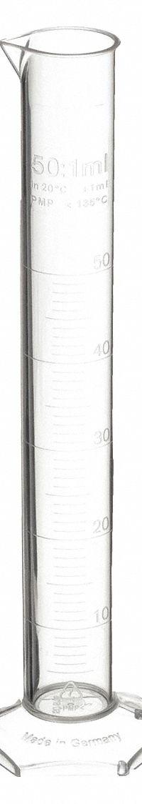 APPROVED VENDOR Graduated Cylinder: Polymethylpentene, 50 mL, 1.7 fl oz, To Contain (TC), Hexagon (MPN 9GE56). Key specifications — attr1370610: Hexagon; attr1370612: Colorless; attr1370591: To Contain (TC); attr1370582: APPROVED VENDOR.