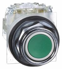 SCHNEIDER Flush Push Button Operator: Non-Illuminated, Flush Profile, Metallic, 30 mm, SPDT (MPN 9001KR1GH13). Key specifications — Brand: SCHNEIDER; Action: Momentary; Series: 9001K; Push Button Material Type: Metallic.