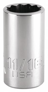 PROTO Socket: SAE, 1/2 in Drive Size, 11/16 in Socket Size, 12-Point, Std, Chrome, Socket (MPN J5422N). Key specifications — attr1204417: PROTO; attr1204392: Chrome.