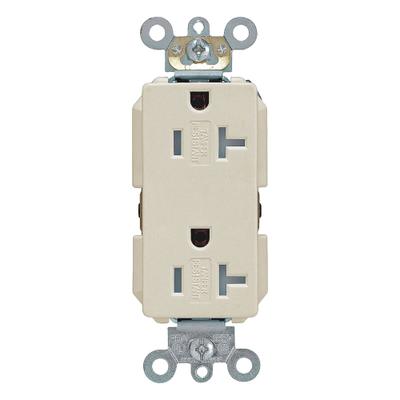LEVITON Receptacle: Decorator Duplex, 5-20, Ivory, 125V AC, 20 A, 2 Pole / 3 Wire (MPN 16342-I) - General Purpose Receptacles