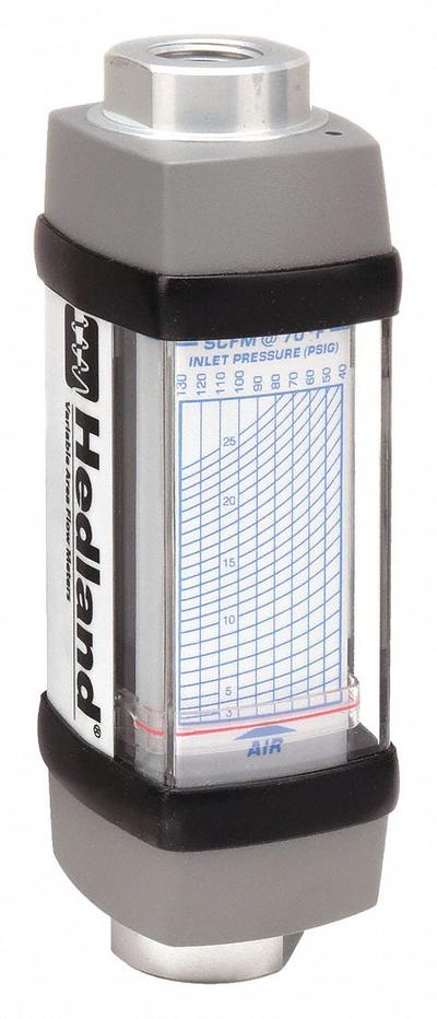 HEDLAND Mechanical Flowmeter: Air and Compressed Gas Meter, Scale, Variable Area - Inline Flowmeters for Air & Compressed Gases