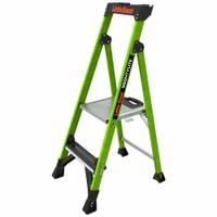 LITTLE GIANT Platform Stepladder: 4 ft Ladder Size, Fiberglass, 375 lb Load Capacity, 16 lb Wt (MPN 15404-001). Key specifications — Brand: LITTLE GIANT; Included Features: Plastic Top with Storage.
