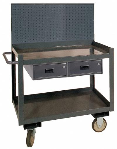 APPROVED VENDOR Mobile Workstation: 1,200 lb, 2 Shelves, Shelf Dim. 36 in L x 24 in W - Steel Mobile Workstations with Pegboard Storage