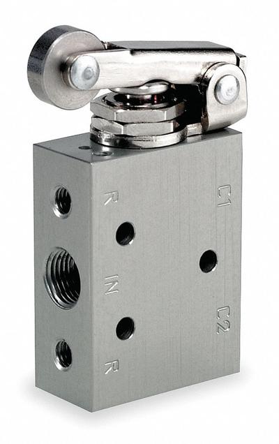 ARO Manual Air Control Valve: MaxAir, Four-Way / Two-Position, Roller, Gray - ARO MaxAir Series Manual Air Control Valves
