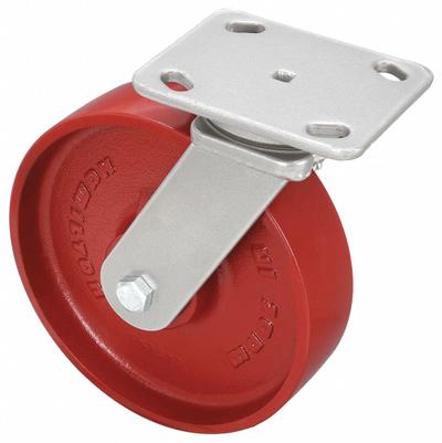 HAMILTON Plate Caster: Swivel, No Brake, Iron, 8 in Wheel Dia, 2 in Wheel Wd - Heavy-Duty Plate Casters