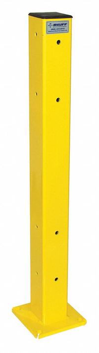 BLUFF Corner Post: Corner, 42 in Overall Ht, Steel, Powder Coated, 4 in Post Dp, 4 Mounting Holes (MPN TGP42-C-YEL). Key specifications — Includes Mounting Hardware: Mounting Hardware Included; Material: Steel; Number of Rail Levels: 2; Product Type: Guardrail Post; Finish: Powder Coated; Includes: (4) Bolt Assembly Fasteners.