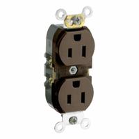 LEVITON Duplex Receptacle Outlet: Duplex, 5-15, Brown, 125V AC, 15 A, 2 Pole / 3 Wire (MPN CR015)