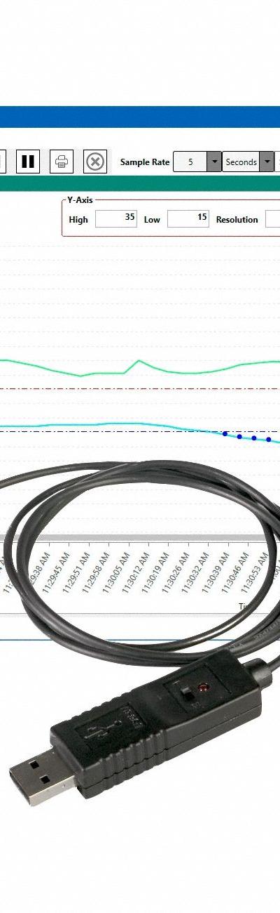 EXTECH Data Acquisition Software and Cable: USB Data Cable, 407001-PRO - Nonelectrical Properties Data Logger Accessories