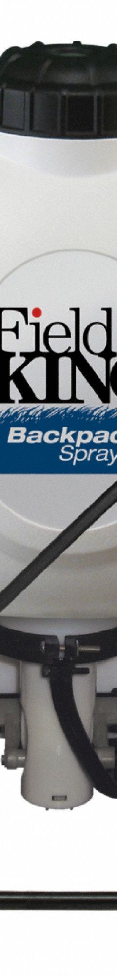 FIELD KING Backpack Sprayer: For Lawn, Garden and Agriculture, Mix-in-Tank, 4 gal Tank Capacity (MPN 190350). Key specifications — Brand: FIELD KING; Chemical Compatibility: Bleach and Disinfectant.