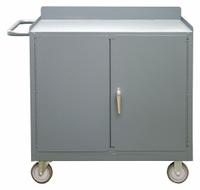 DURHAM MFG Mobile Cabinet Workbench: 18 1/4 in x 42 1/8 in, Steel, 1,200 lb Overall Load Capacity (MPN 2210A-LU-95). Key specifications — Included Components: Handle on Side; Assembly: Fully Assembled; Brand: DURHAM MFG.