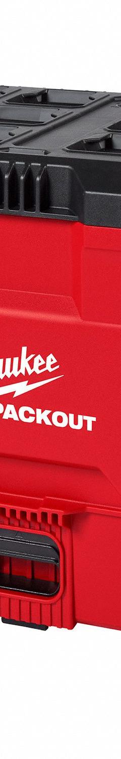 MILWAUKEE PACKOUT Tool Box: Polymer, Black/Red, 22 in W x 17 in H x 16 1/4 in D (MPN 48-22-8429). Key specifications — attr1117293: MILWAUKEE; attr1117310: Keyed; attr1117382: Polymer; attr1117383: Red; attr1117271: (1) Packout XL Tool Box (48-22-8429).