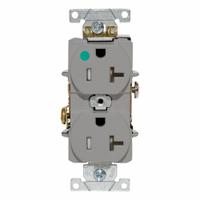 LEVITON Duplex Receptacle Outlet: Hospital Grade, Duplex, 5-20R, Gray, 125V AC, 20 A (MPN T8300-GY)
