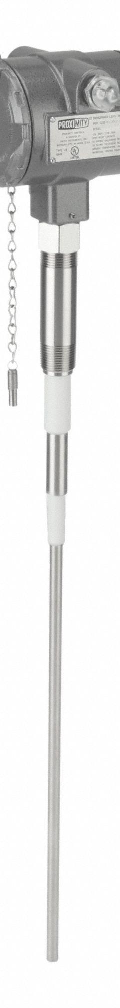 PROXIMITY Level Switch: Level Switches, Level Switch, 120 V AC – 240 V AC, NPT, Male, 19 in Probe Lg (MPN CLS2-W11RK1-019). Key specifications — Brand: PROXIMITY; Manufacturer Part Number: CLS2-W11RK1-019; Contact Rating - AC: 8 A @ 120/240V AC; Contact Rating - DC: 8 A @ 30V DC; NEMA Enclosure Rating: 4X; Process Connection Thread Gender: Male; Process Connection Thread Size: 3/4"; Product Type (Merch): Level Switches.