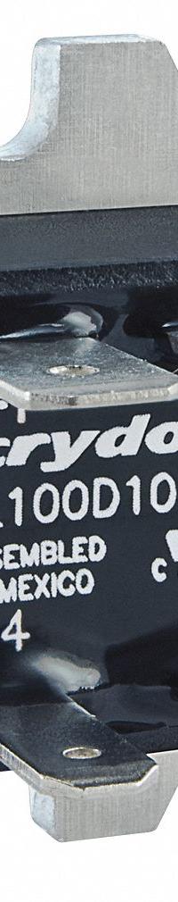 CRYDOM Solid State Relay: Surface Mounted, 10 A Max Output Current, MOSFET, DC Output (MPN EL100D10-05). Key specifications — Brand: CRYDOM; Current Type: DC; Electrical Connection: Quick-Connect; Finger Safe: No; Input Current: 27 mA; Maximum Output Current without Heat Sink: 9 A; Mounting Style: Panel; Output Voltage: 3 to 100V DC.