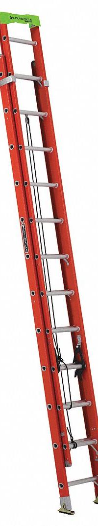 LOUISVILLE LADDER Extension Ladder: 24 ft Ladder Size, Fiberglass, 300 lb Load Capacity, 51 lb Wt (MPN L-3022-24PT). Key specifications — Color: Orange; Brand: LOUISVILLE LADDER; Included Features: Rope and Pulley; Removable Fly: Fixed.