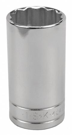 SK PROFESSIONAL TOOLS Socket: SAE, 3/8 in Drive Size, 1 in Socket Size, 12-Point, Deep, Chrome (MPN 42432). Key specifications — attr1204417: SK PROFESSIONAL TOOLS; attr1204392: Chrome.