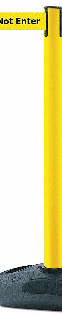 TENSABARRIER Barrier Post with Belt: Yellow, No Pattern, Caution Do Not Enter, 13 ft Belt Lg, Yellow (MPN 886-35-MAX-NO-YAX-C). Key specifications — attr981468: Rubber; attr981465: Yellow; attr981461: TENSABARRIER; attr981440: Plastic; attr981443: Yellow; attr981449: Caution Do Not Enter; attr981448: Black.